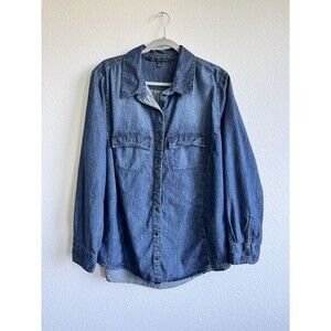 Vintage Lee Riders Shape Illusions Women's Denim Button Down Shirt Chest Pockets